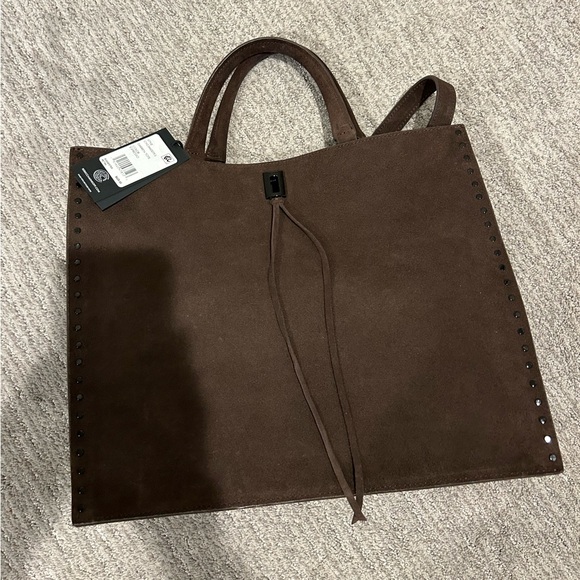 Rebecca Minkoff Suede Daren Tote Chocolate Brown - Picture 7 of 8